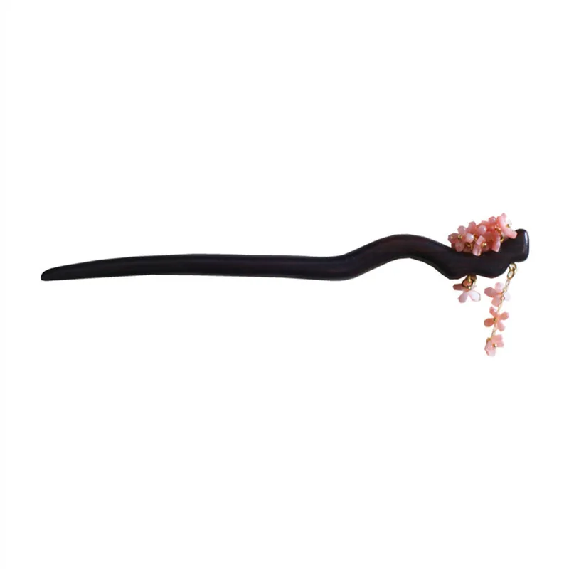 오리지널 꽃무늬 머리핀 핑크 블랙 에보니 헤어 액세서리 중국 전통 스타일의 우아한 머리핀 치파오용 부드럽고 온화한 머리핀