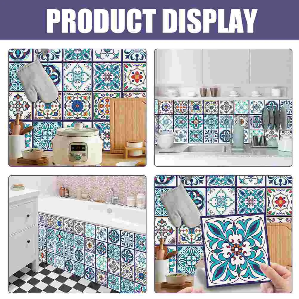 

24 pcs Decorative Tile Decals Square Wall Sticker Self Adhesive Tile Stickers for Kitchen