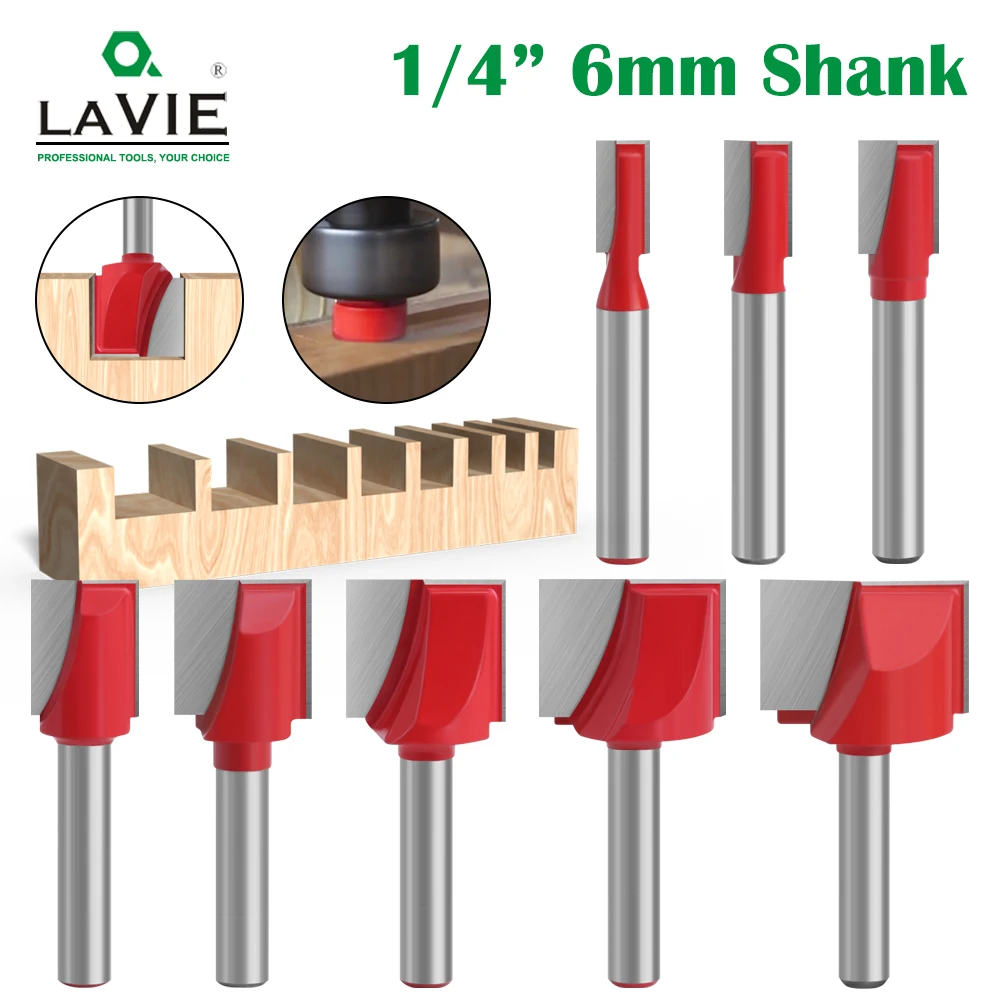 

LAVIE 6mm 1/4 Shank 1pcs Cleaning Bottom Bit Straight Router Bit set Clean Milling Cutter Woodworking Power Machine