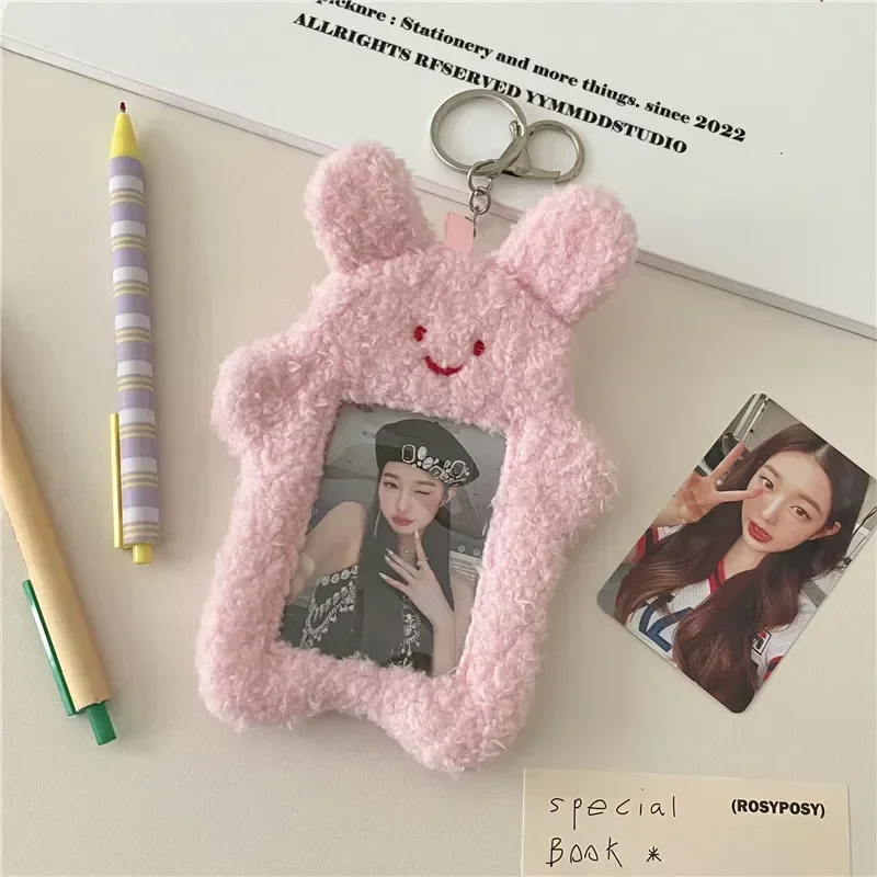 Kawaii Cartoon Plush Photocard Holder Korean Id Card Holder Keychain Desk Accessories Kpop Stationery Idol Display Stand card holder photo card holder desk card holder card display stand