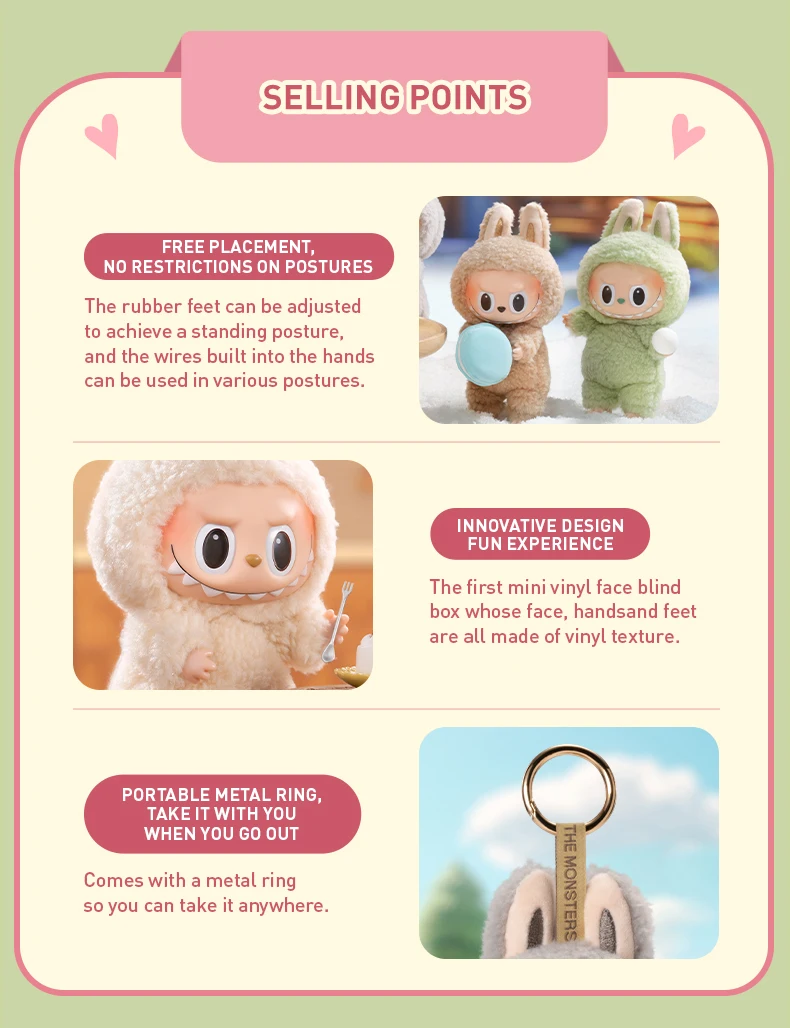 POP MART THE MONSTERS - Aufregende Macaron Vinyl Face Blind Box 1 Stück/6 Stück Mystery Box – Detail 6
