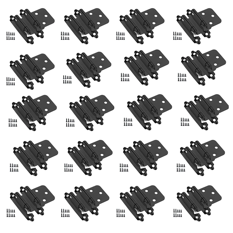 

25 Pairs (50 Units) Cabinet Hinge Self-Closing Kitchen Cabinet Hinges 1/2 Inch Overlay Accessories Cabinet Doors Black