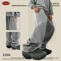 ZODF Retro 2024 Winter Washed Fleece Straight Pants For Men Unisex Loose 332gsm Knitted Warm Soft Trousers Brand Clothes HY0869 2