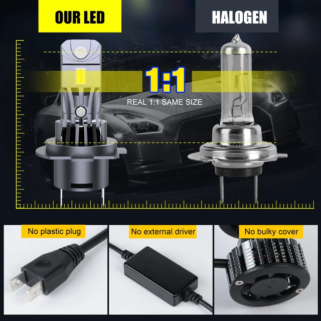 2st H7 LED Kraftfull Strålkastare Glödlampa Mini Wireless 40000LM 6500K CSP  för Bil Strålkastare Auto Diod Lampor H7 Turbo Led Automobile 12V