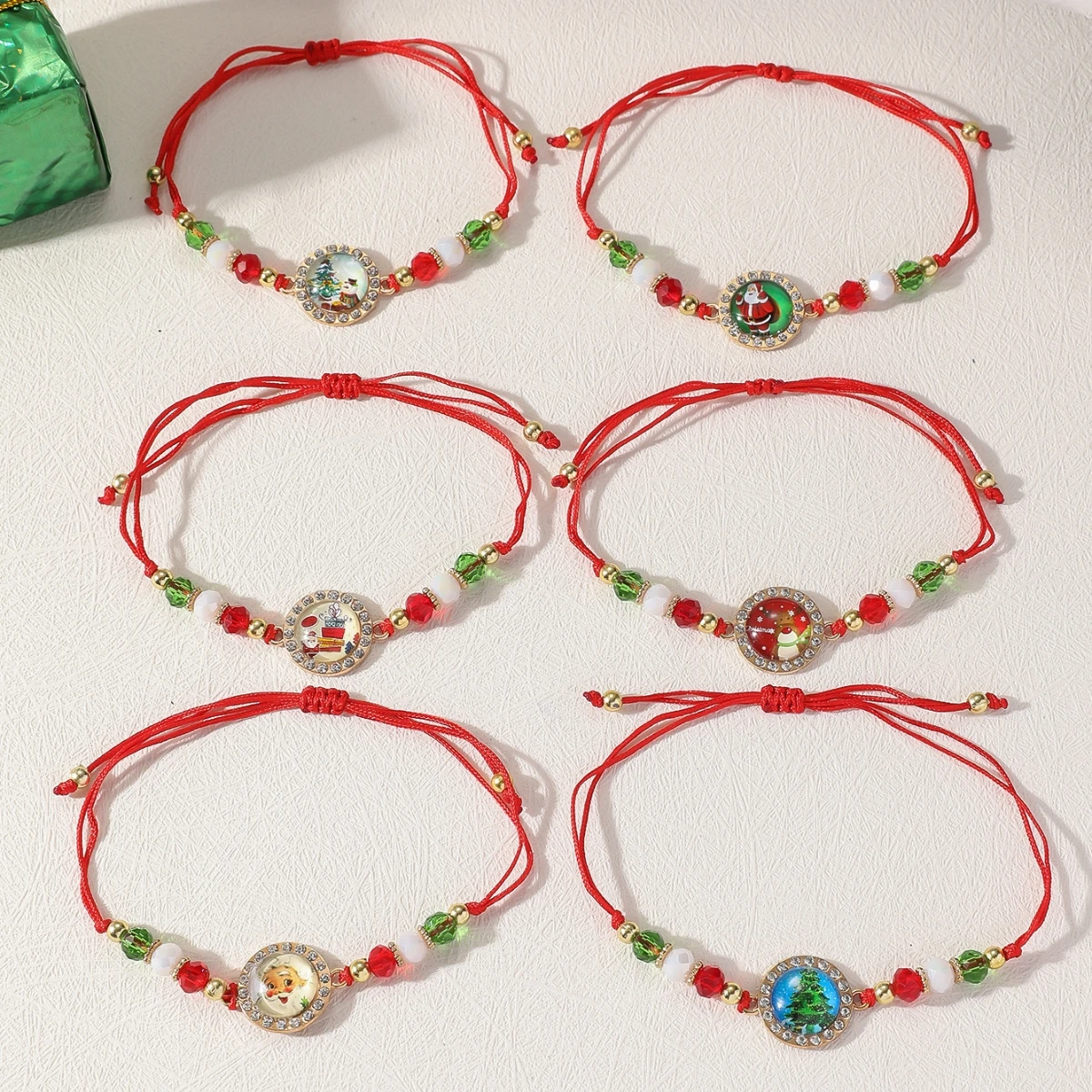 Christmas Decorations Santa Claus Reindeer Soft Clay Bead Bracelet Fashion New Style Holiday Jewelry for Women