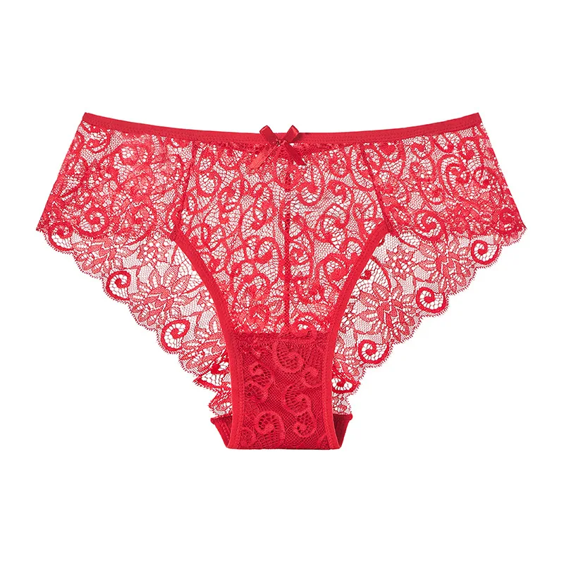 

Lace Panties Women Sexy Underwear Briefs Breathable Fahion Panties Transparent Floral Bow Soft Lingerie Plus Size XL