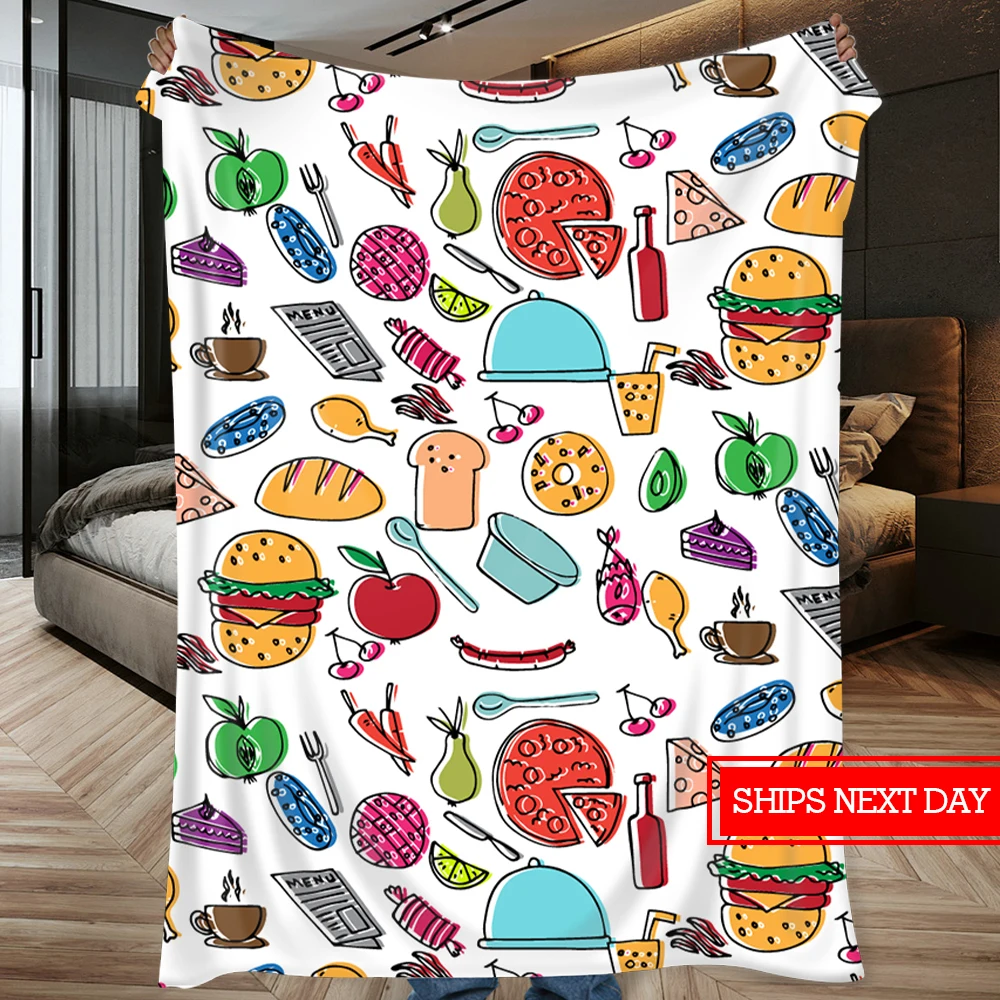 

Cute food blankets as gifts for children, adult blankets with soft wool texture,comfortable sofa,sofa bed,living room decoration