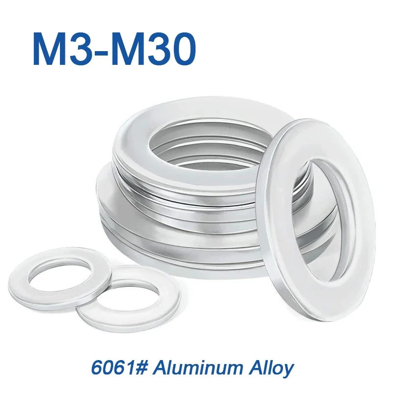 Aluminum alloy gasket 6061# M3 M5 M6 M8 M10~ M30 Ultra-thin Metal Screw Flat Washer Standard Thickness-Increasing Meson