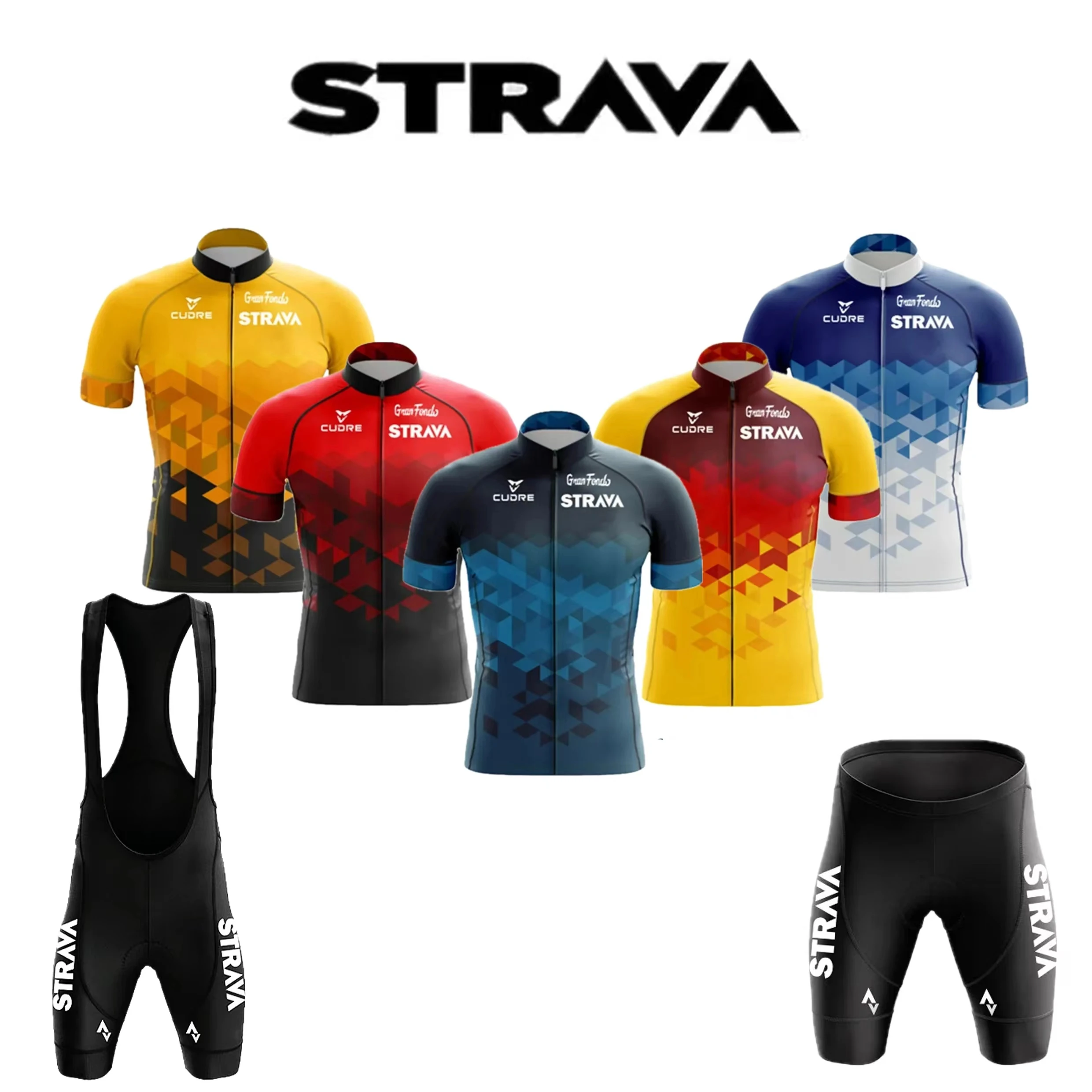 2024 Jersey Set Strava Summer Short Sleeve Breathable Men's Mountain Bike Jersey Set