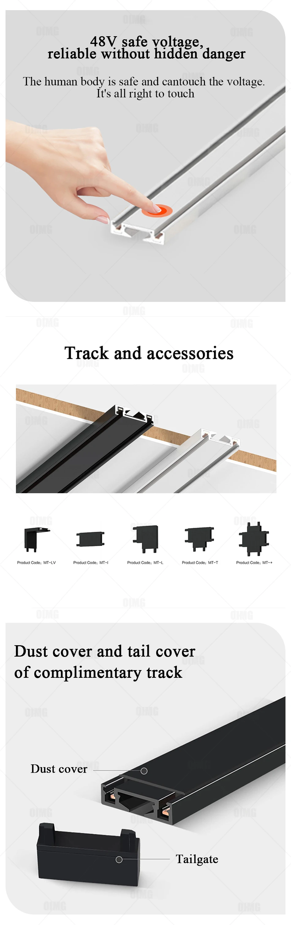 Description Picture 4 of item48v Magnet 6mm Ultra Thin Led Ceiling Lights Surface Mounted Magnetic Track Lights System Led Ceiling Lamp Rail Light Spotlight