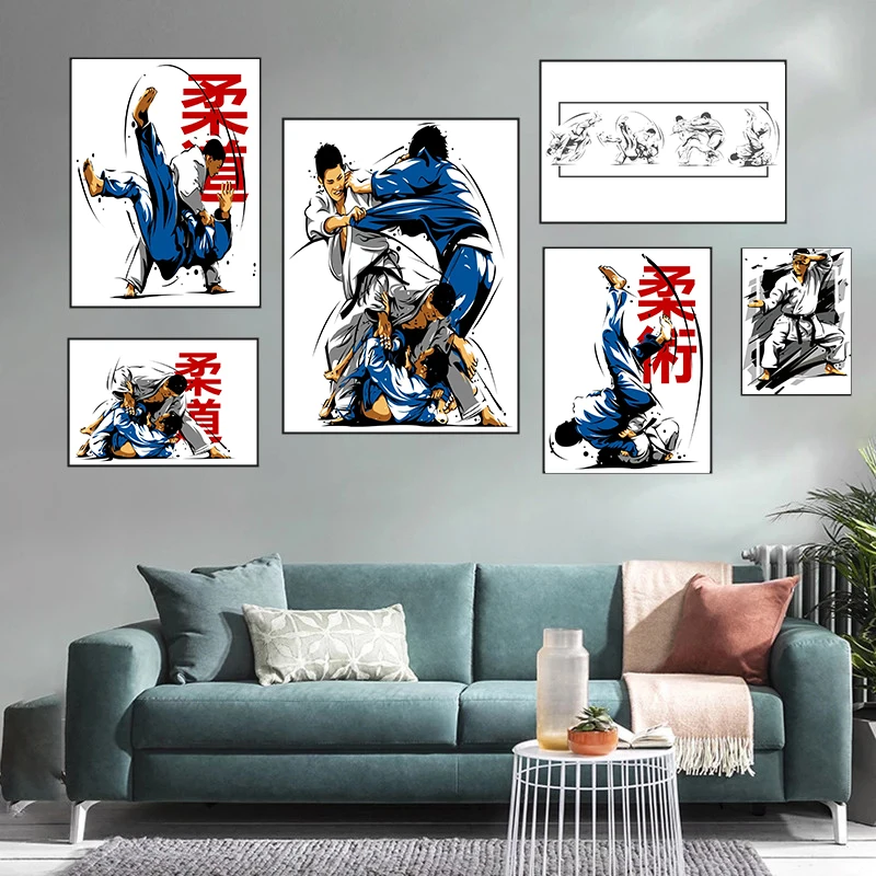 Kodokan Judo Jujitsu Posters and Prints Judoka Techniques Martial Dojo Print Canvas Painting Wall Art Pictures Room Home Decor