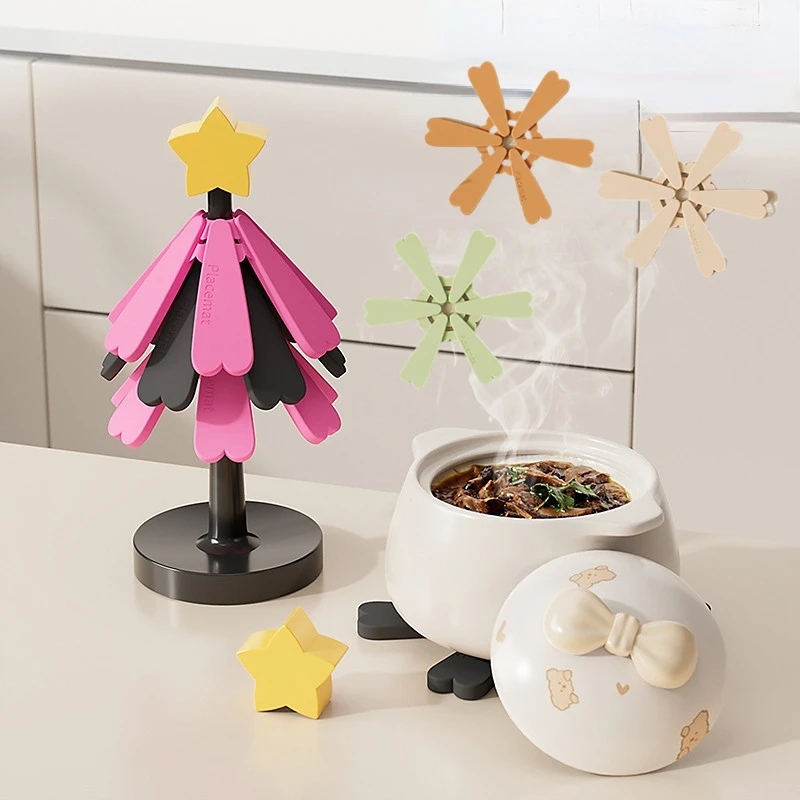 Tree Design Silicone Insulation Mat Anti Scalding Mat for Dining Table Pot Festival Gift Creative Home Decoration dining table mat