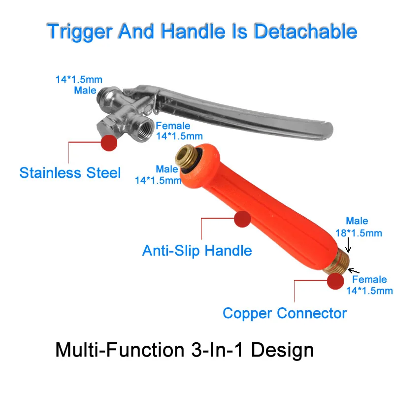 3-In-1 Metal Sprayer Handle Trigger Press Switch Copper Joint For Electric Hand Sprayer Outdoor Garden Sprayer Accessories 3