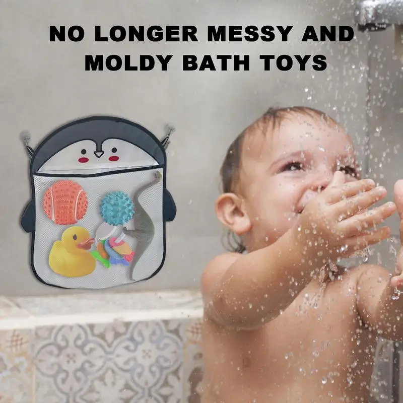 Baby Cartoon Animal Shape Shower Mesh Bag for Bath Toys Hanging Bathroom Storage Organizer Holder Children Water Toy Net Bag 3