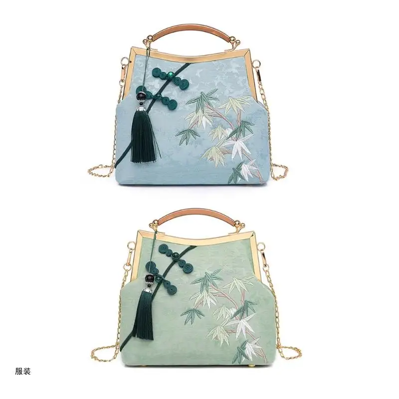 

D0UD Embroidery Tassel Clutch Purses for Women Evening Bag Bridal Wedding Party Prom Handbags