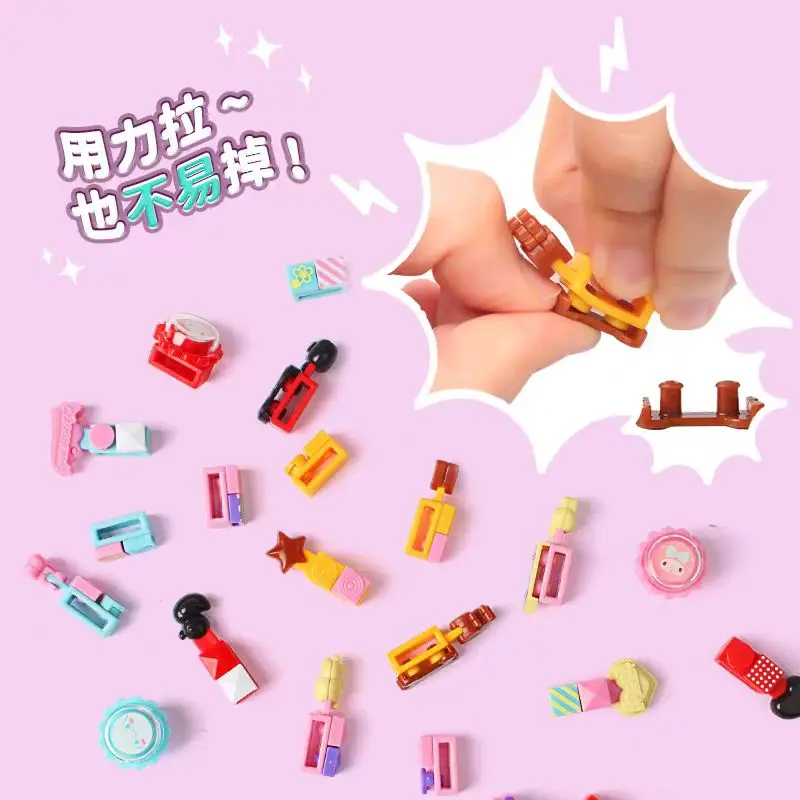 Genuine Hello Kitty Melody Kuromi Building Block Bracelet Cute Kids Assembled Creative Decoration Toys Children's Birthday Gift