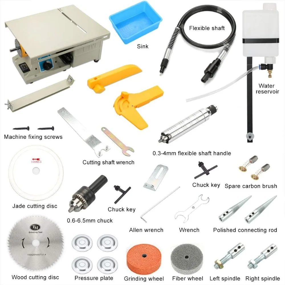 Lapidary Equipment DIY Jewelry Lapidary Saw for Cutting Rocks, 110V Mini Table Saws Grinder Polishing Machine 0-10000r/min