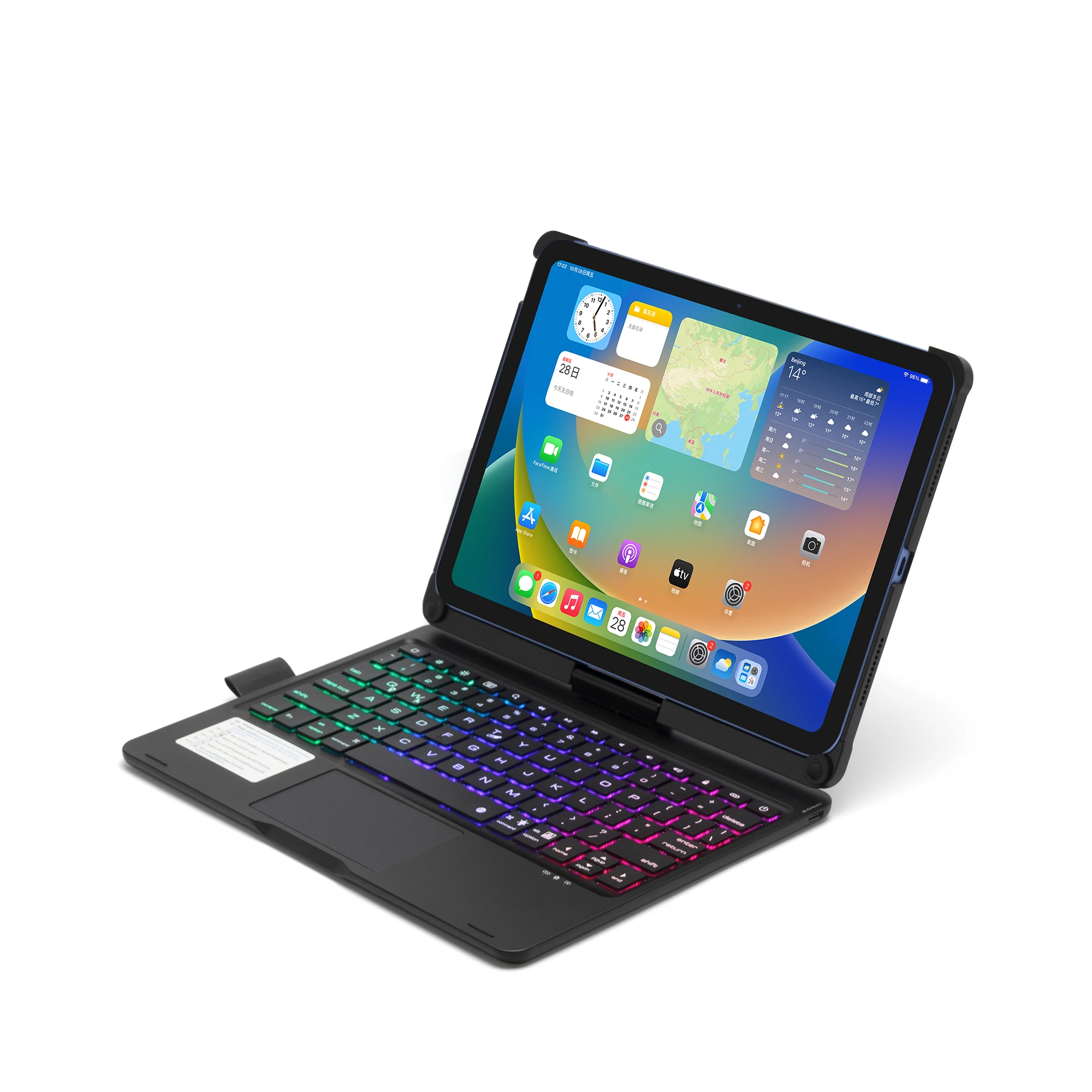 Laptop Clamshell Newest 360 Degree Rotation Touchpad Wireless Keyboard Case for Ipad 10th with Ccolorful Backlight