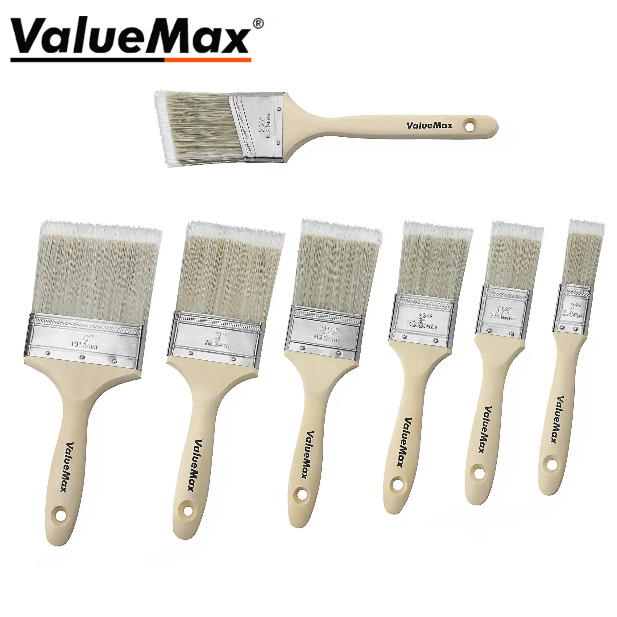 Valuemax 7pcs Paint Brush Set Wooden Handle Paint Brush for Wall And Furniture Paint Paint Brushes Wall Edges Trim Paint Brush