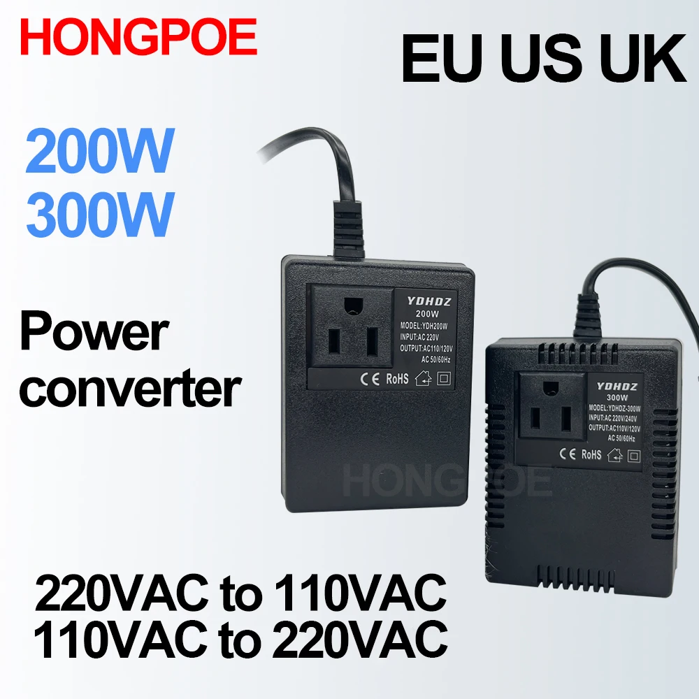 200W 300W 전압 변환기 - 스텝다운 - 220V에서 110V로, 110V에서 220V..