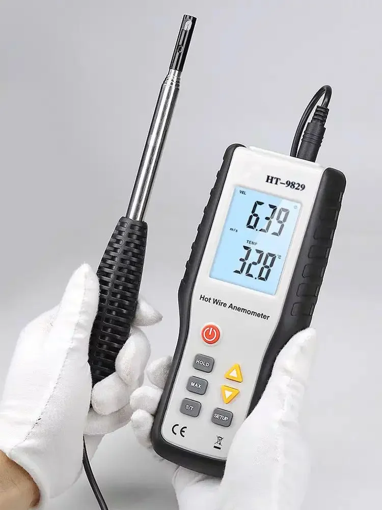 HTI HT-9829 High Sensitivie Digital Portable Wind Speed Meter Hot Wire Thermal A