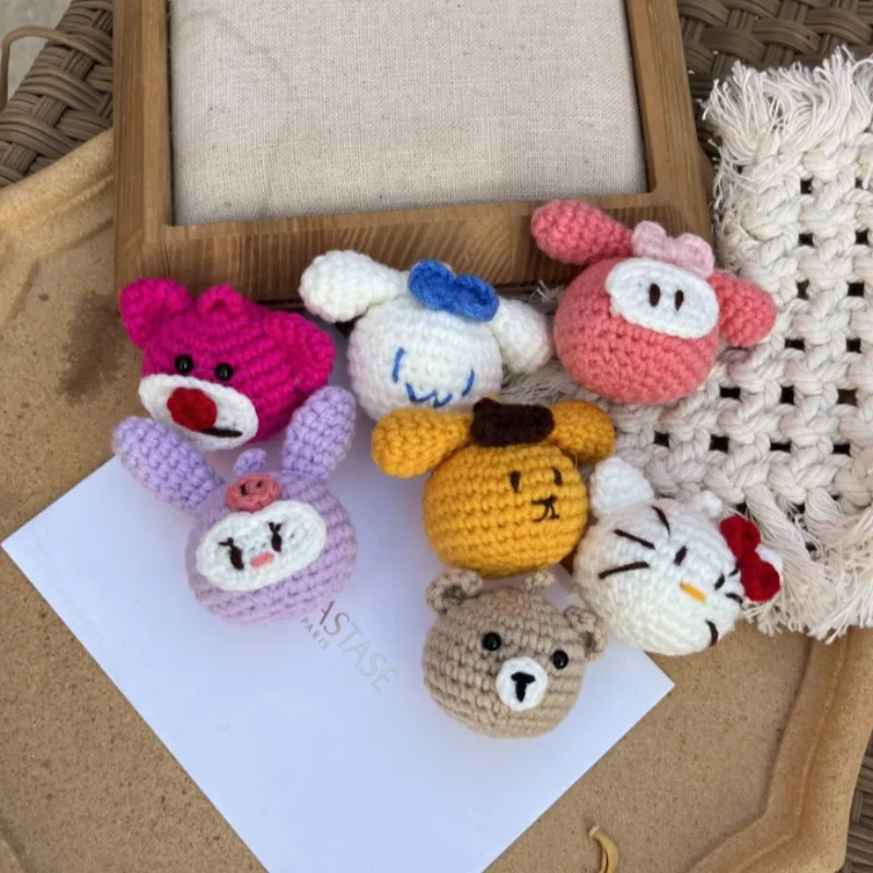HandCrochetedCartoonWoolBearDogRabbitCatAnimalHeadCrochetKey