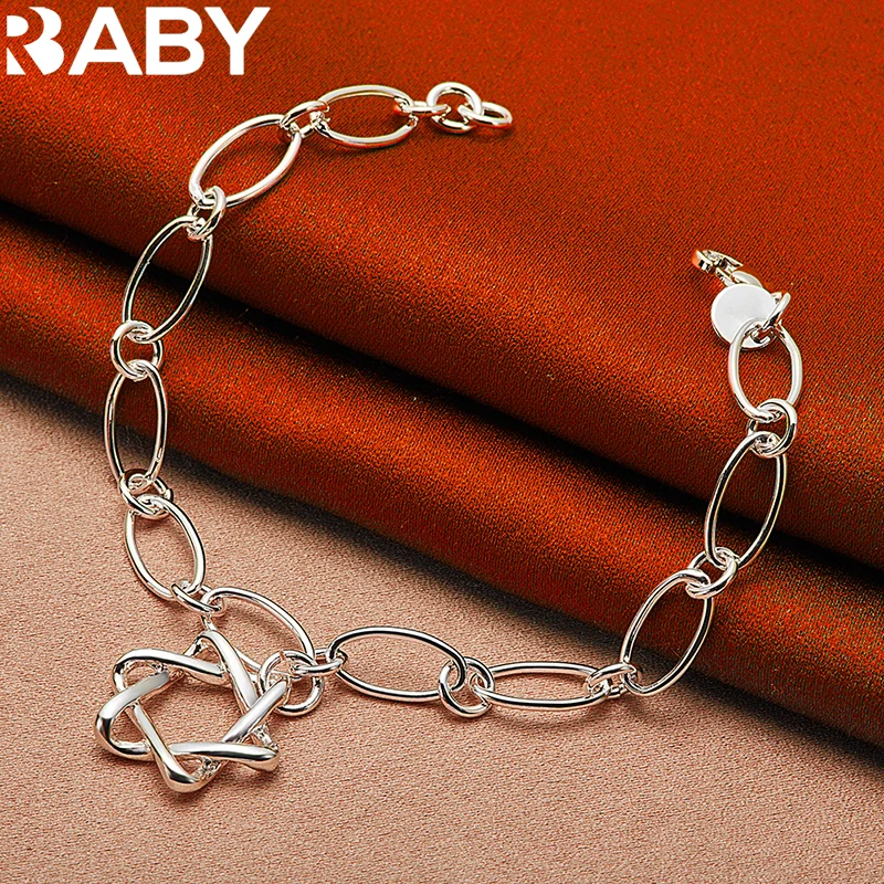 

Hot 925 Sterling Silver Six Pointed Star Pendant Chain Bracelets For Women Wedding Fashion Party Charm Accessories Jewelry Gift