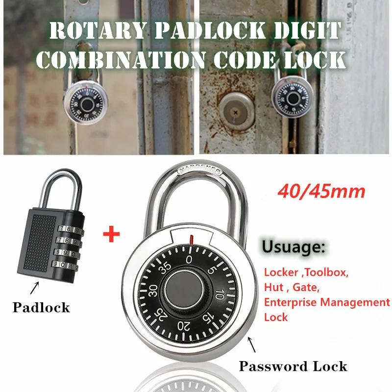 Cadenas à combinaison Code-X 4 chiffres intérieur anse acier 45mm noir