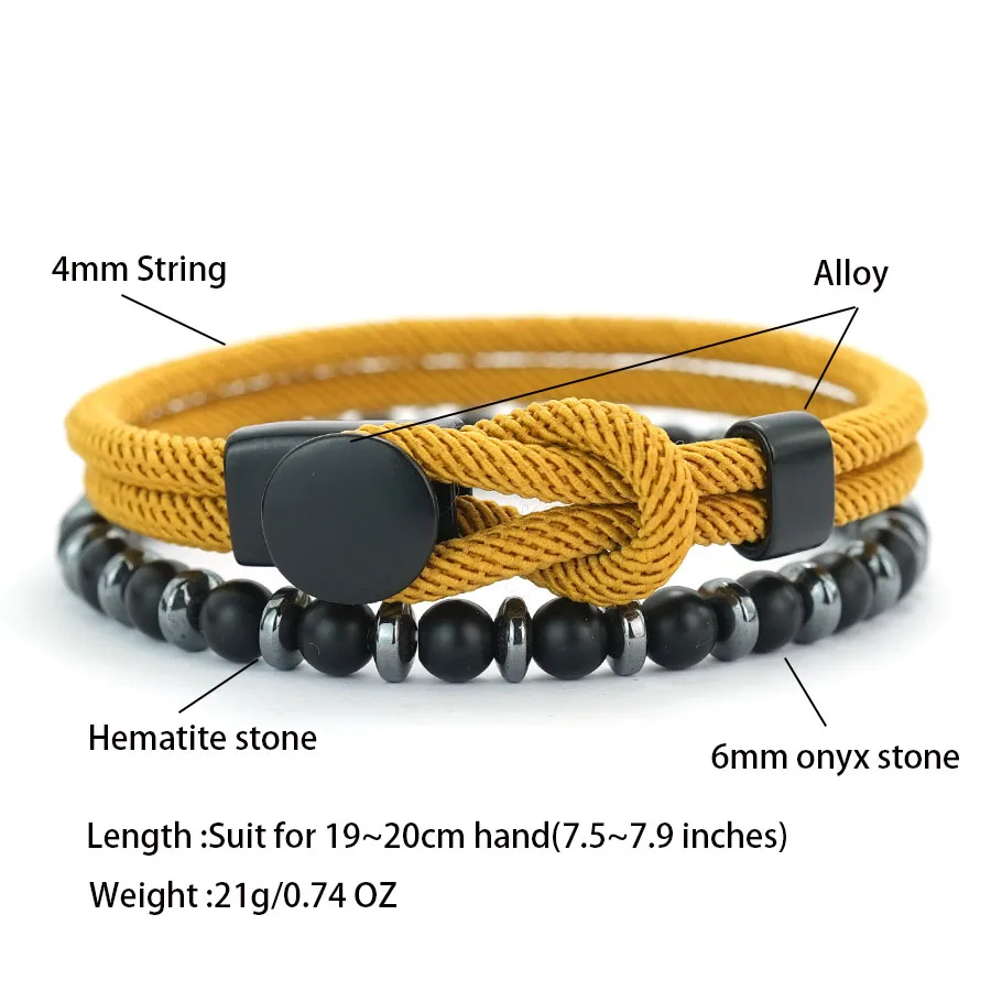 Men Hematite Stone Wrap Bracelet for Yoga Meditation