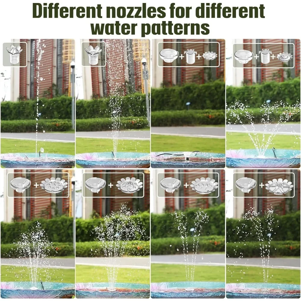 3.5W/2.8W Outdoor Solar Fountain Circular Split Design Fountain Multiple DIY Nozzles Kit Solar Bird Bath Pump