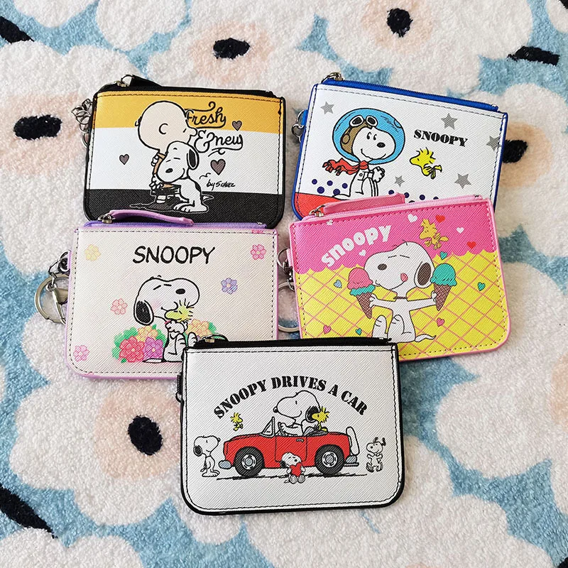 

Новый Кошелек Snoopy, милый мультяшный студенческий Чехол для карт с защитой от потери, Женский кошелек для монет, детский подарок