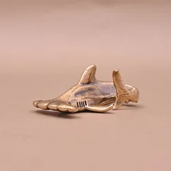 Vintage Brass Hammerhead Shark Desk Decoration - Marine Organism Metal Figurine (A)
