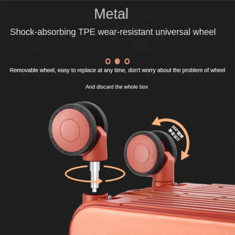 Travel Suitcase New Trolley Case Student Aluminum Frame  Wide Draw-Bar Luggage Men and Women 26-Inch Password  Universal Wheel C