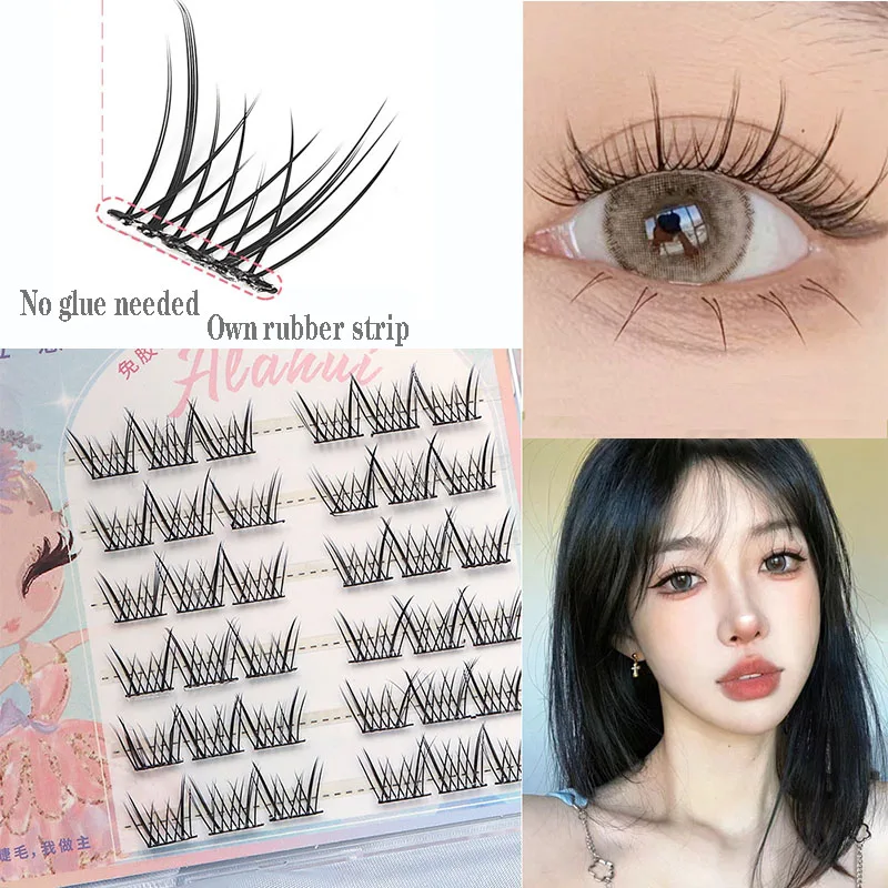

New Glue-Free Self-Adhesive Natural Without Glue False Eyelashes Novice Eyelash Makeup Baby Curved Eyelashes Wholesale