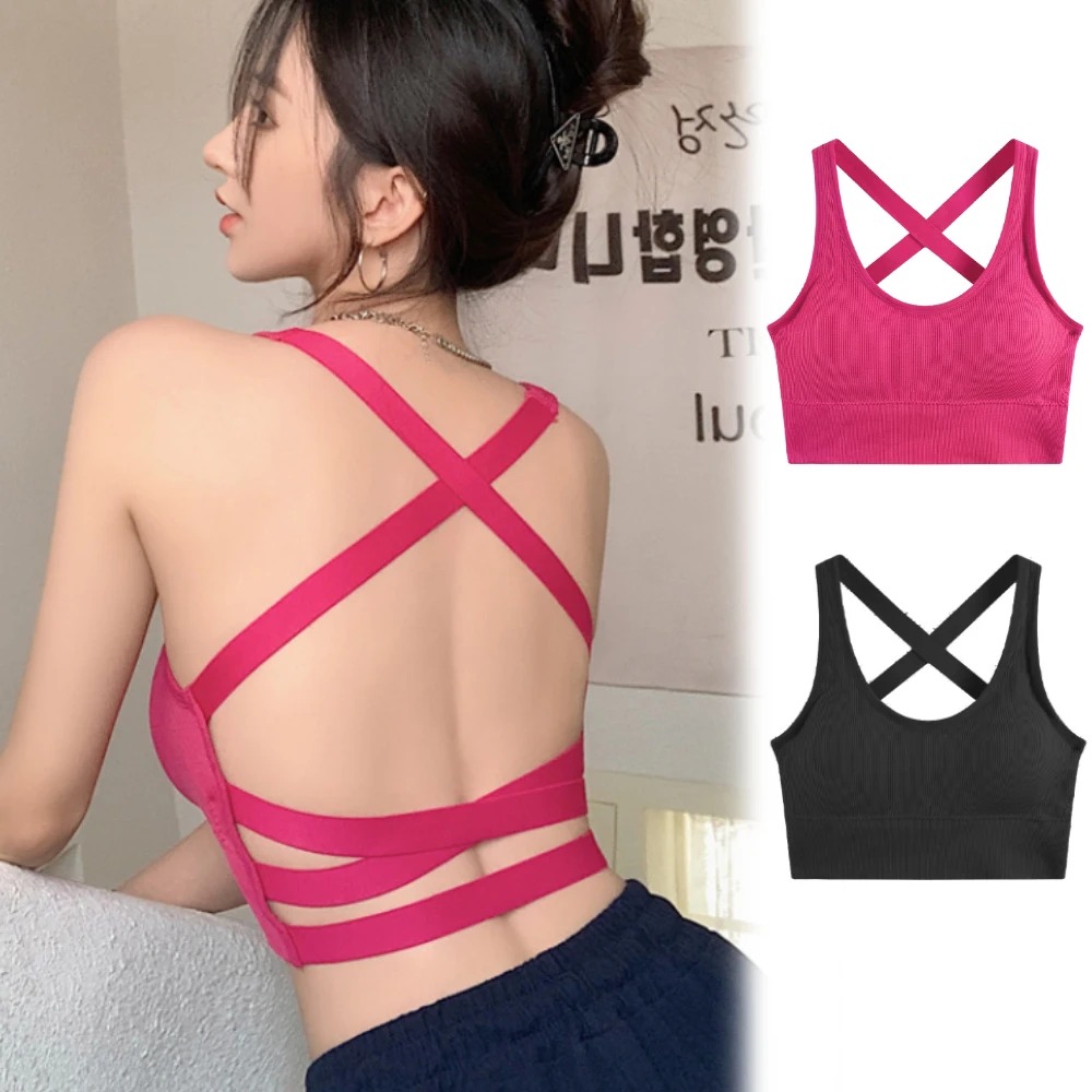 Naked Feel Halter Sports Bras Women Beauty Back Padded Yoga Tank Tops  Sleeveless Workout Running Fitness Crop Top Built In Bra - AliExpress