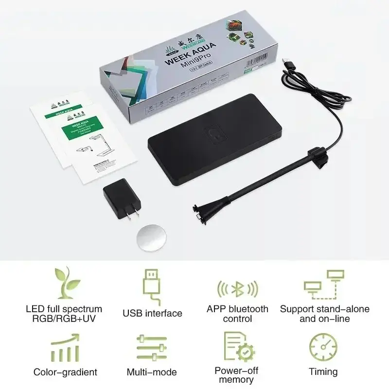 WEEK AQUA Mini 9 Pro USB 水族館ライト植物成長フルスペクトル