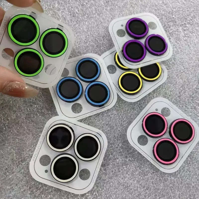 Luminous Pink Blue Green Camera Lens Protector - Glowing Lens Ring Glass Film Cap