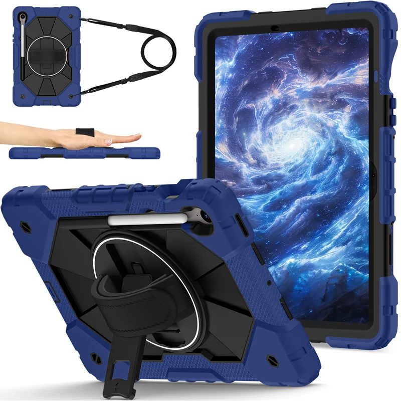 Shockproof Tablet Case with Pen Holder and 360° Rotation Strap