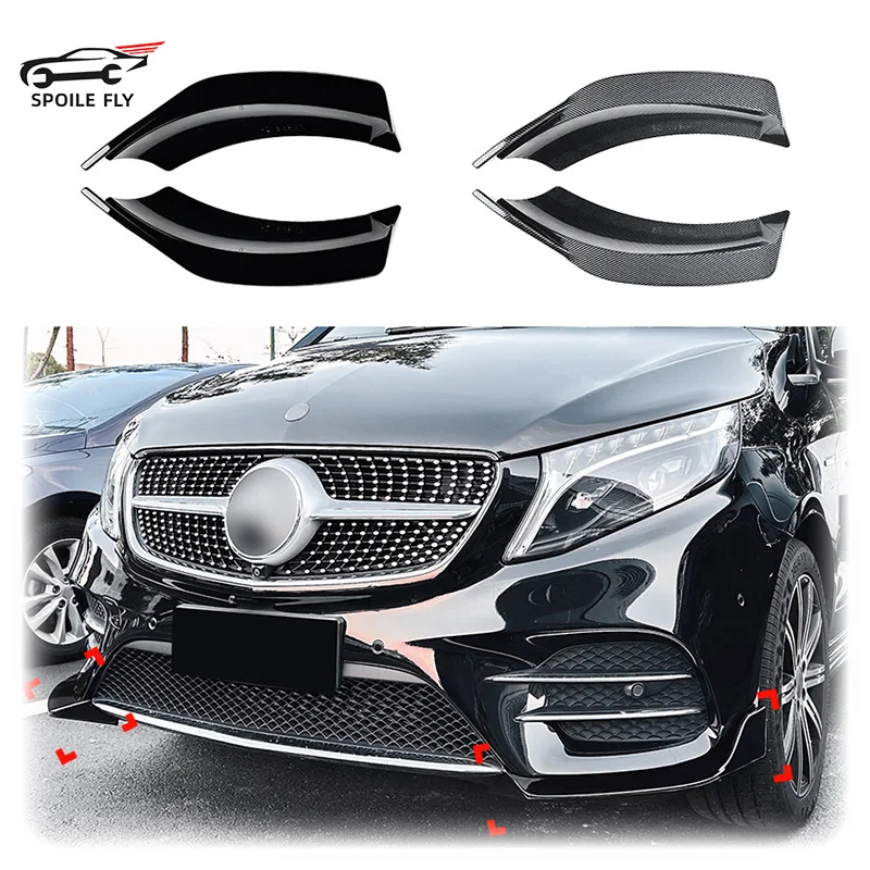 2016 To 2020 For Mercedes-Benz V-Class W447 V260 AMG Line Front Bumper Lip Spoiler Splitter Diffuser Cover By ABS Body Kit