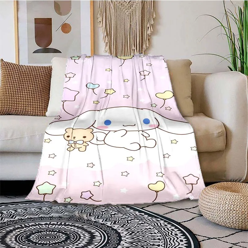 

Cinnamoroll dog Cartoon Cute Girl Anime Retro Dog Boy Flannel Sofa Cover Bed Cover Winter Home Travel Warm Portable Nap Blanket