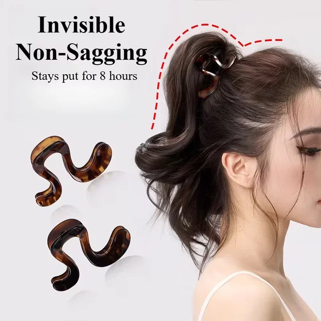 2 Nouvelles épingles à cheveux incurvées élégantes pour femmes avec queue de cheval haute, conçues pour l'arrière de la tête 1