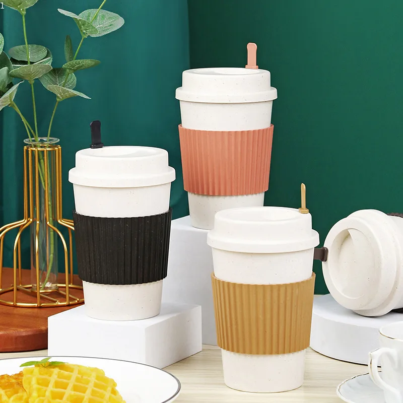 Reusable Coffee Cup Eco-Friendly Coffee Mugs with Lid Wheat Straw Material  Coffee Cup Environmentally Water Cup with Lid - AliExpress