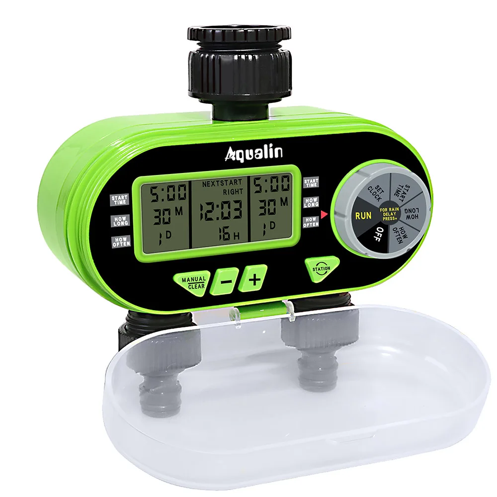 Digital Dual Automatic Garden Twin Tap Timer Waterer 2 outlet Aqualin Waterer 