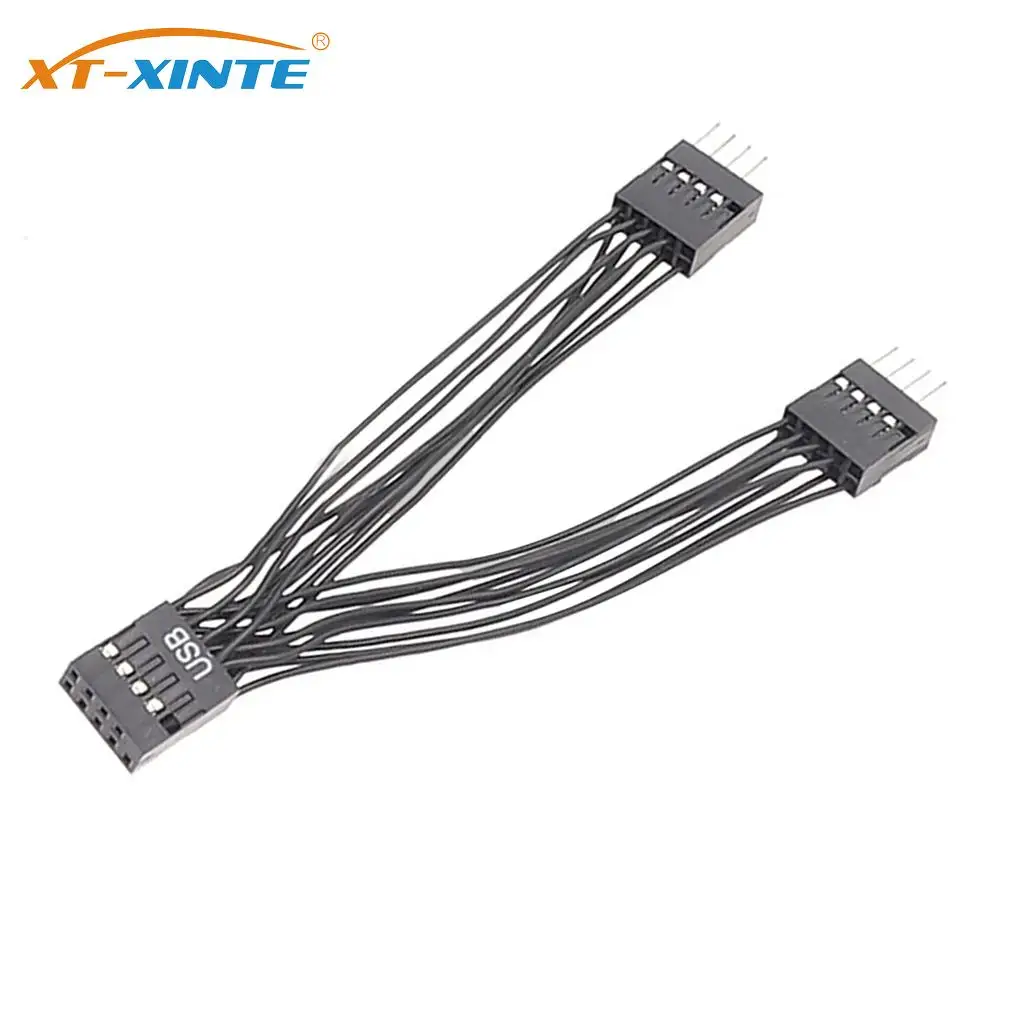 

1pc USB Expansion Cable USB 9Pin Female to Dual 9P Male 1 to 2 Extender Y Splitter Adapter Cable 10cm for Computer Motherboard