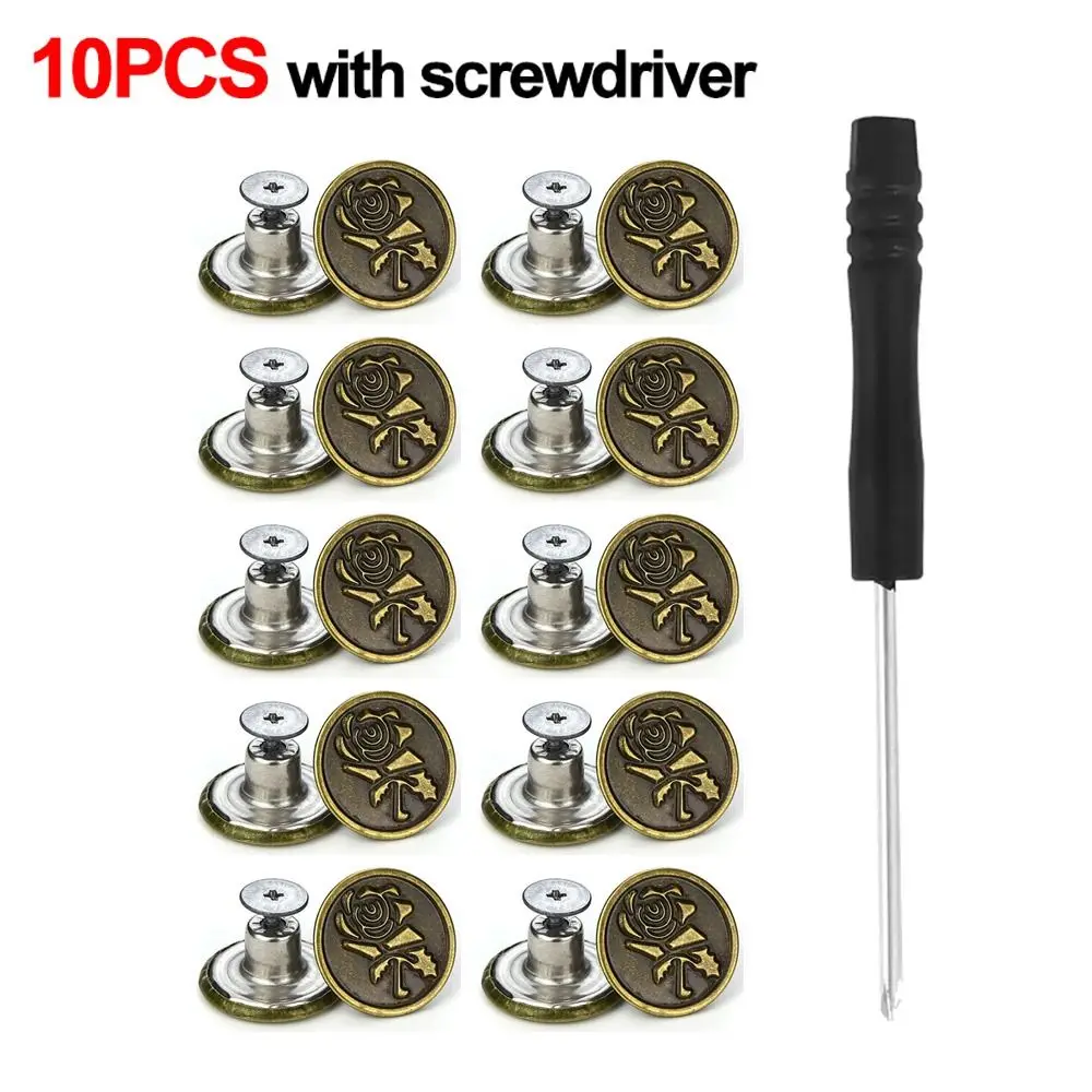 10 Pz/pacco Con Cacciave Jeans Bottoni Abbigliamento Pantaloni - Foto 2