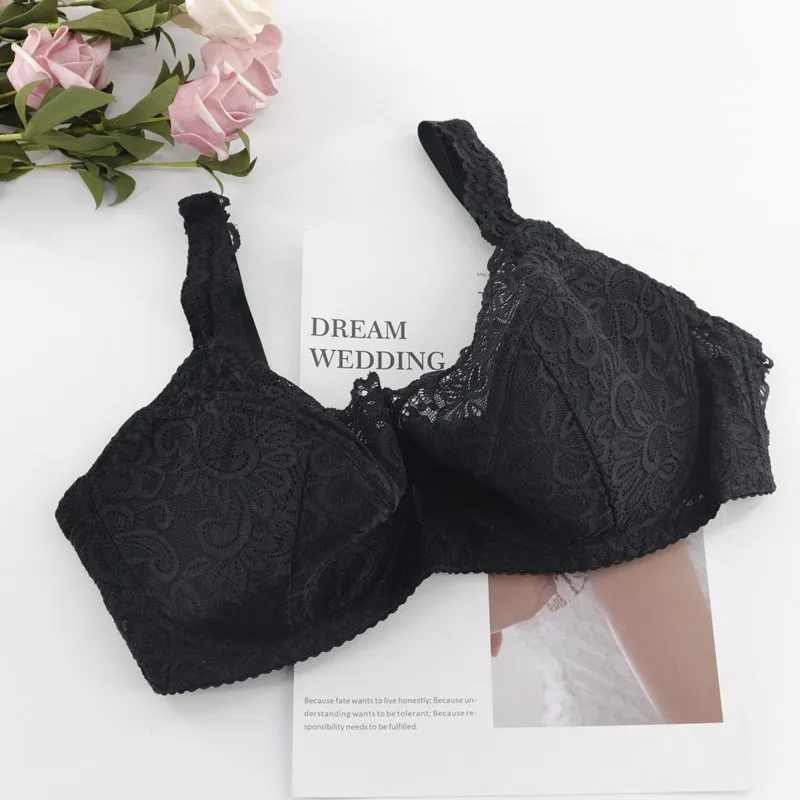 Cheap Women's Large Size Bras 75E 80E 85E 90E 95E 100E Female Plus Size Lace  Underwear Unlined Ultra Thin Soft Cotton Bras