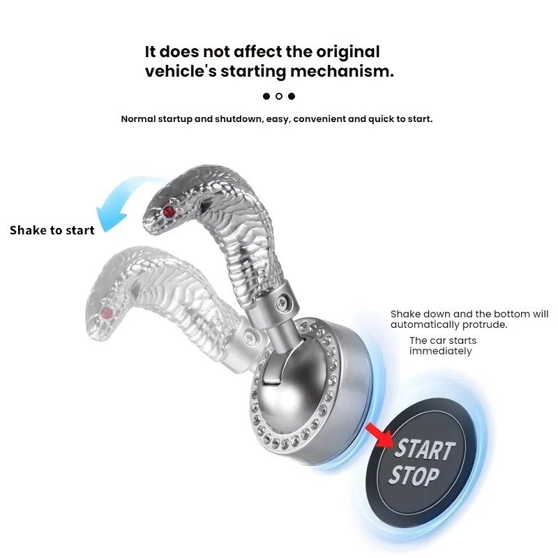 Enhanced Car Ignition Push Start Button Metal Cover - Snakehead Design