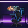 Video Gaming Chair with Footrest High Back Ergonomic Comfortable Office Computer Desk with Lumbar Support Height Adjustable with 2