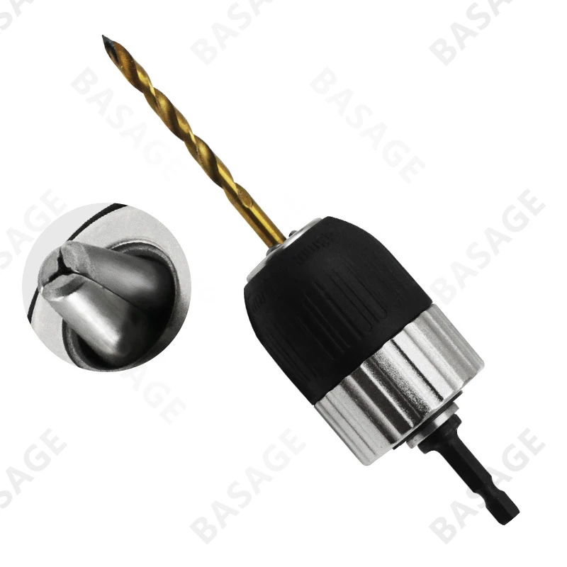 1.5-13mm Electric Drill Chuck Keyless Self-locking 3/8-24UNF Driver Tool Accessories Keyless Adapter Impact Hex Shank
