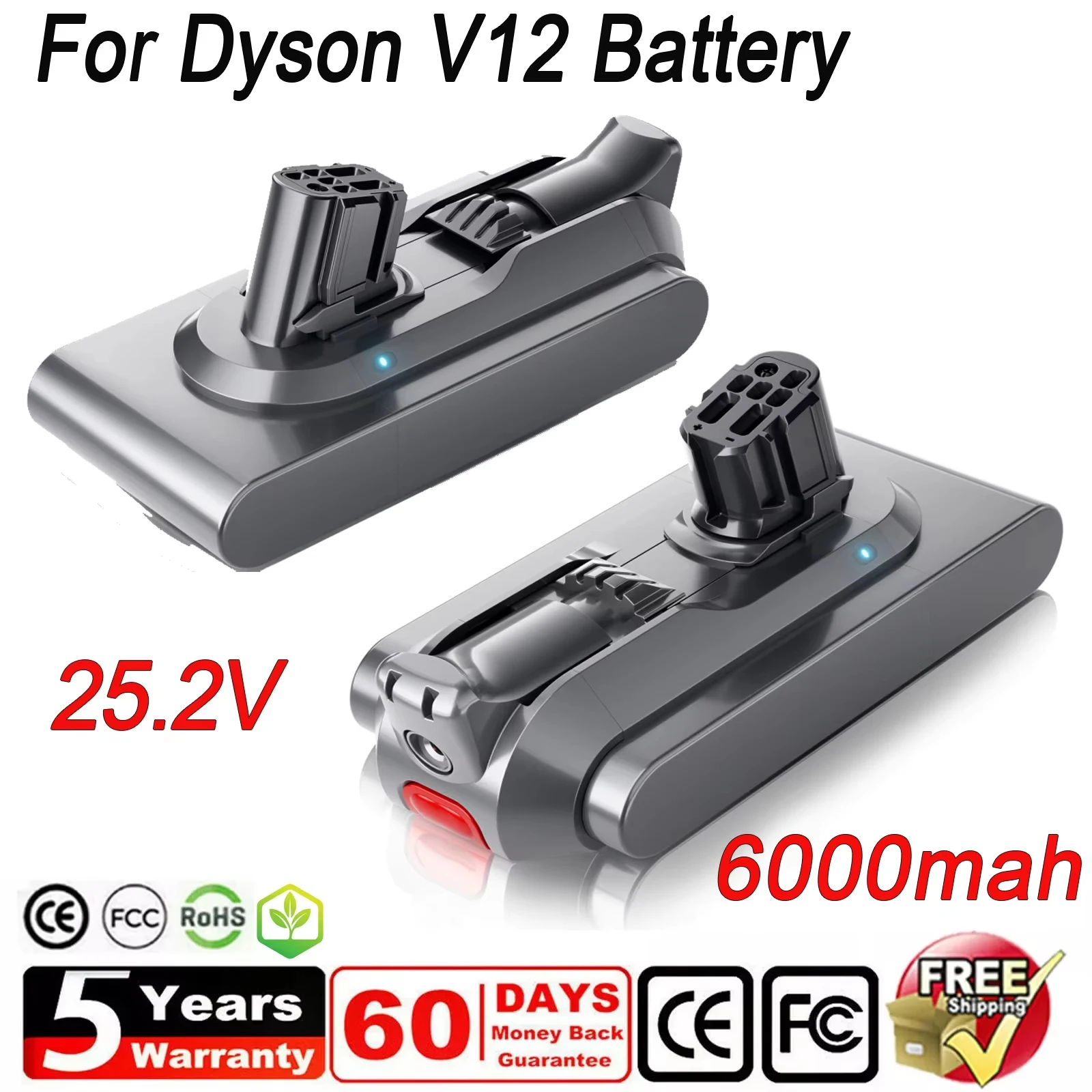 Bonacell für Dyson V12 Akku 25,2 V 6000 mAh Ersatzakku für V12 Detect Slim Staubsauger kabellose Werkzeuge